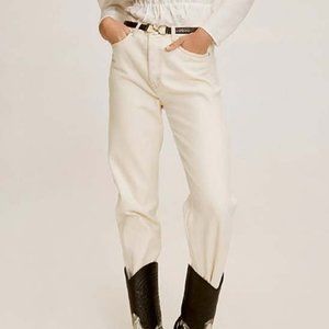 Mango Raw White Premium High-Waist Straight-Leg Size 4 Brand New